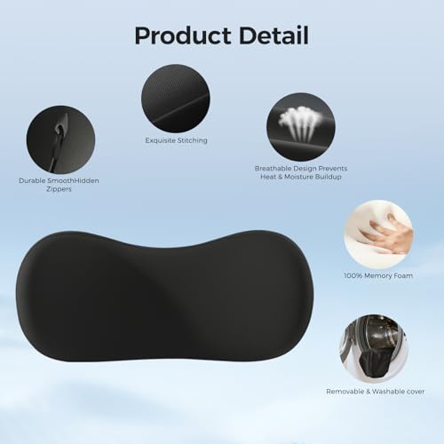 Lumbar Support Pillow - Back Pain Relief Cushion, Fits Tightly Around the Coccyx, Ergonomics Memory Foam, Skin-Friendly Fabric, Fit Car Drive, Office Chair, Rest Seat, Wheelchair (Black) - color: Black