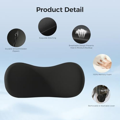 Lumbar Support Pillow - Back Pain Relief Cushion, Fits Tightly Around the Coccyx, Ergonomics Memory Foam, Skin-Friendly Fabric, Fit Car Drive, Office Chair, Rest Seat, Wheelchair (Black) - color: Black