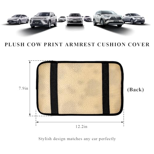 Cow Print Car Armrest Pad Cover, Cute Cow Print Anti-Slip Plush Arm Rest Box Protector for Winter Warm, Soft Fluffy Comfortable Grip Printed Center Console Mat for Women Girls - color: Armrest Pad Cover