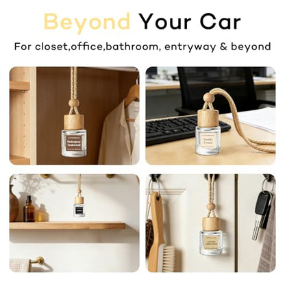 C Classy Car Air Freshener Hanging 2 Pack, Mahogany Teakwood Essential Oil Diffuser, Cute Glass Bottle, Long-Lasting Fragrance Car Accessories for Women & Men, Made in USA