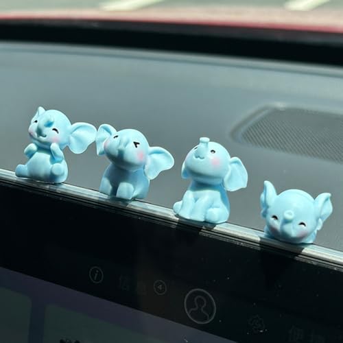 4 Pcs Mini Resin Elephants Cute Car Accessories, Funny Car Rear View Mirror & Dashboard Decorations, Adorable Car Interior Ornaments for Men Women - color: Set of 4