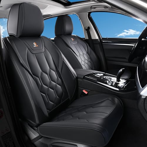 Huidasource Seat Covers Full Set, Universal Fit for Most Cars SUVs Trucks, Full Coverage Leather Car Seat Cover, Airbag, Cupholder Compatible, Seat Function Retain, Velcro Adjustable, Black - color: FS: Black, size: Full Set