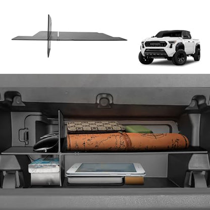 Glove Box Organizer Compatible with 2024 2025 2026 Toyota Tacoma (4th Gen Tacoma) Interior Accessories Compartment Insert Tray Center Console Storage Shifter Divider, Black