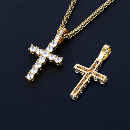Cavalcade Rhinestone Cross Pendant for Car Rear View Mirror Decor Auto Faith Amulet Sparkly Religious Christian Medal Ornament (Gold) - color: Gold