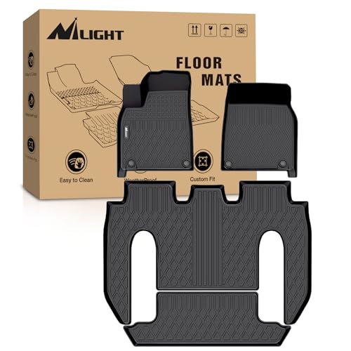 Nilight TPE Floor Mats for Tesla Model X 6 Seater 2022 2023 2024 2025 2026 All Weather Custom Fit Heavy Duty Floor Liners - color: 2022-2026 Tesla Model X 6 Seat Floor Mat