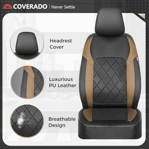 Coverado Car Seat Covers, Seat Covers Full Set, 5 Seats Automotive Seat Cover, Mesh Breathable Seat Protectors, Universal Fit for Most Cars - color: Black_Gold, size: FullSet