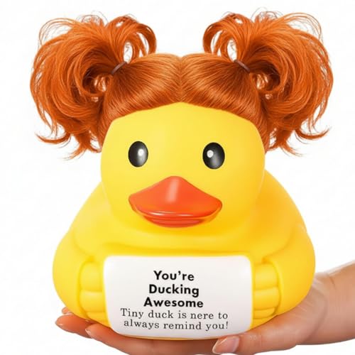 Civaner 7 Inch Emotional Giant Rubber Duck with Positive Message Thank You Gifts Motivational Rubber Duck Gift for Desk, Office, Home Decor Graduation(You're Ducking) - style: You're Ducking