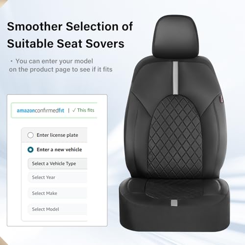 Coverado Car Seat Cover Protector Front Seats - color: Black-White(Lether), size: Front