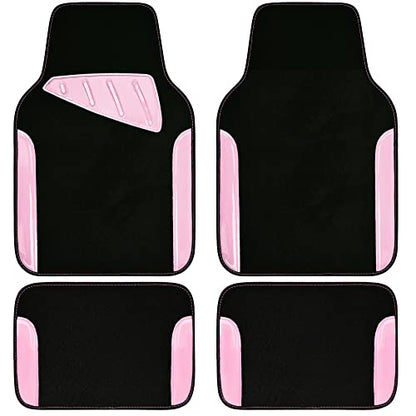 CAR PASS Jelly Waterproof Universal Fit Car Floor Mats, Girly Car Carpet Mats with Anti-Slip Nibbs Backing & Driver Heel Pad Fit for SUV, Vans, sedans, Cute car mats of 4pcs for Women (Pink) - color: Pink