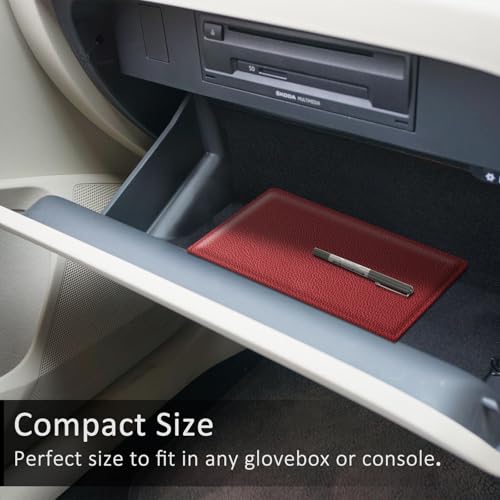 FINPAC Car Registration and Insurance Card Holder, Vehicle Glove Box Card Organizer Wallet Automobile Accessories for License - color: Poppy Red