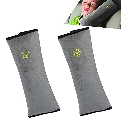 Gray Seat Belt Pillow for Kids 2PC, Seatbelt Pillow for Child Travel, Seat Belt Pillow for Toddler Head Protector, Shoulder Pad for Car Safety Seatbelt, Car Sleeping Seat Belt Pillow Support - color: Gray