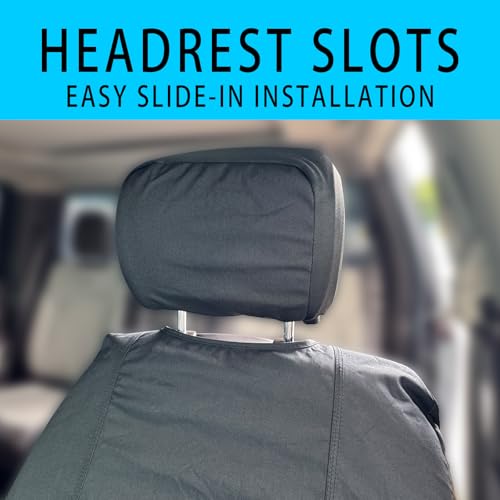 Universal Nylon Canvas Fitted Bucket Seat Cover, Cut-Resistant & Waterproof Front Seat Protector for Trucks (Black) - color: Black