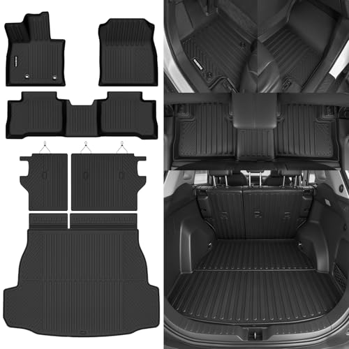 Naibeve Floor Mats for 2026 Toyota RAV4 Hybrid(Not for Phev)(Need to cut for Cargo Area with subwoofer) - All Weather for Toyota RAV4 Hybrid Floor Mats & Cargo Mat & Backrest Mats Interior Accessories - size: 4)RAV4 Hybrid|2026