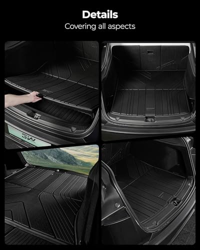 3W Cargo Liner Fit 2024 2025 2026 Toyota Grand Highlander 7 Seat with Subwoofer(Include Hybrid), Trunk Mat and Seat Back Covers TPE All Weather(Not for Hybrid MAX Model) - style: 2. Grand Highlander|24-26|Trunk Mats Set