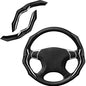 Carbon Fiber Steering Wheel Cover with Anti-Slip Lining and Segmented Design 2pcs Universal Steering Wheel Protector for Men and Women, Car Interior Accessory (Black)