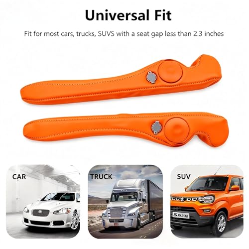 Inflatable Car Seat Gap Filler Strip - 2Pcs Leather Foldable Seat Gap Plug Blocker,Stop Dropping Items,Soft Interior Accessories for All Cars (Orange)