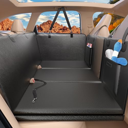 Back Seat Extender for Dogs-Large Space, Hard Bottom Egg Crate Foam Soft Dog Car Seat Cover Holds 420lbs, Sturdy Backseat Extender, Waterproof Pet Car Bed Dog Hammock for Car, SUV, Truck - color: Glossy Black, size: L - For Cars/ Mid-Size SUV/ Small Truck