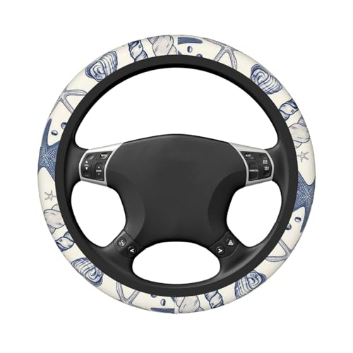 Car Steering Wheel Cover with Anti-Slip Lining, Universal 15 inch Wheel Cover, Fashion Car Interior Accessories for Women Men - Sea Starfish Shells - color: Sea Starfish Shells