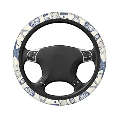 Car Steering Wheel Cover with Anti-Slip Lining, Universal 15 inch Wheel Cover, Fashion Car Interior Accessories for Women Men - Sea Starfish Shells - color: Sea Starfish Shells