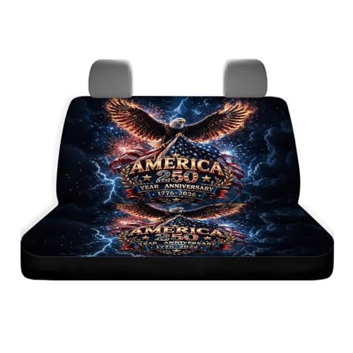 AFPANQZ American Eagle 250th Lightning Print Car Seat Covers 2 Pcs Back Seat Cushion Split Bench Covers, Universal Rear Seat Protector for SUV Trucks Sedan - color: American Eagle 250th Lightning