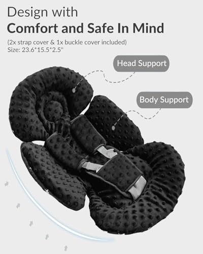 Generic Infant Car Seat Insert Compatible with Mamaroo Swing & Graco Swing and Infant Car Seat, Newborn Insert Baby Head Body Support, Reversible Design, Breathable Soft Fabric, 1Pcs - Dot, Black - color: Dot, Black