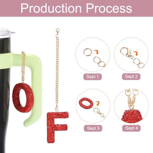 MECCANIXITY Bling Car Letter Charm, Initial F Letter Interior Car Rear View Mirror Decoration Hanging Crystal Ornaments for Women Bags Water Cup DIY Craft, Red - style: Letter F