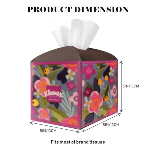 Tissue Box Cover Holder Square Tissue Cube Cover PU Leather Tissue Organizer with Bottom Belt for Bathroom, Tabletop, Car, Night Stands, Office, Home, Kitchen (1, CoffeeBrown) - color: Coffeebrown