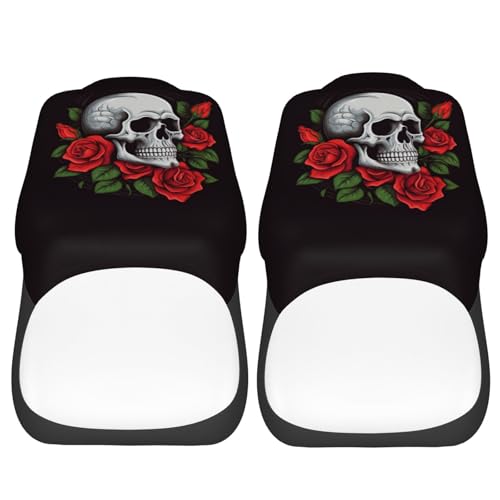 Dujiea Skull with Roses Car Front Seat Covers 2 Pcs Universal Auto Seat Covers Front Seats Only, Vehicle Bucket Seat Protectors Fit for Most Car SUV Sedan and Truck - color: Skull With Roses