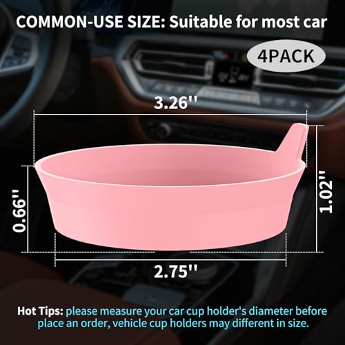 Car Cup Holder Coasters [4 Pack] Silicone Cups Mats, Automotive Universal Non-Slip Recessed Interior Accessories Pink - color: 4pack-pink