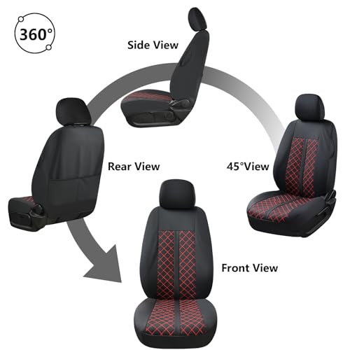 Truckiipa Tacoma Leather Car Seat Covers Full Set Truck Seat Covers Cushion Fit for 2016-2023 Toyota Tacoma Double Crew Cab, Full Set, Black&Red - color: Full Set/Black&Red, size: Tacoma 2016-2023