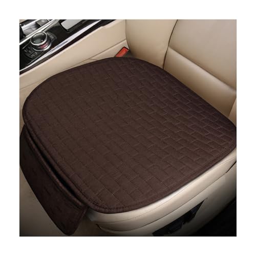 Front Car Seat Cover, Anti-Slip Breathable Linen Bottom Seat Protector Covers with Storage Pockets, Universal Front Driver Seat Pad Mat for Cars SUVs Truck Van (Coffee) - color: Coffee, size: Front