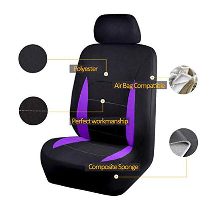 Flying Banner Car Seat Covers Front Seats Rear Bench Polyester car seat Protectors Easy installations Rear Bench Split Classic Man Lady Truck (Full Set - Low Back, Black Purple)… - color: Purple