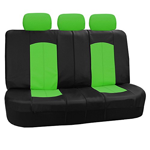 FH Group Highest Grade Faux Leather Split Bench Seat Cover, Rear Set – Universal Fit for Cars Trucks & SUVs (Green/Black) PU008013 - color: Green, size: Rear Set
