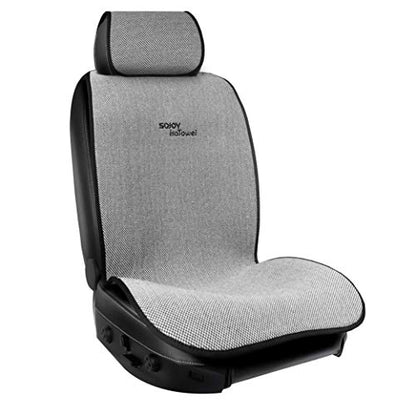 IsoTowel Car Seat Cover for Front Seat,Breathable Fabric with Non-Slip Bottom,Comfort Car Seat Protector for Cold Weather (Black & White)