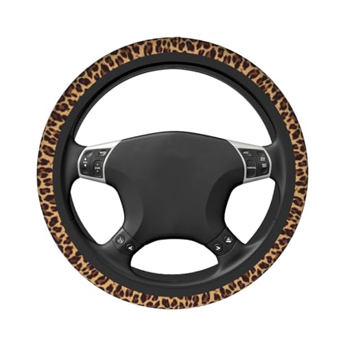 Leopard Steering Wheel Covers Non Slip Neoprene Steering Wheel Protector Cover Universal 15 Inch for Men Women - color: Leopard