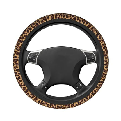 Leopard Steering Wheel Covers Non Slip Neoprene Steering Wheel Protector Cover Universal 15 Inch for Men Women - color: Leopard