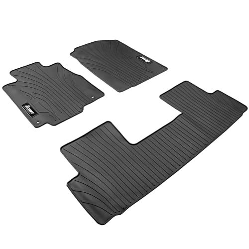IKON MOTORSPORTS, Custom Fit Floor Mats Compatible with 2012-2016 Honda CR-V, Latex Rubber Heavy Duty All Weather Season Car Auto Front Rear Carpets Liner 3PC Black, 2013 2014 2015 - color: Latex Black