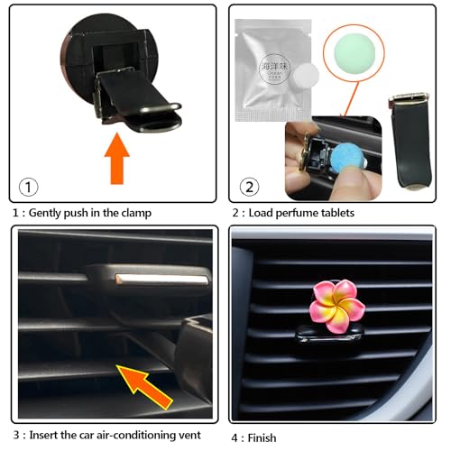 6 PCS Car Vent Air Freshener Clip Women Cute Car Decorations Accessories Pink Flower Car Interior Accessories (6 Pcs Egg Flower)