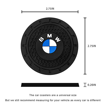 Car Cup Holder Coaster for BMW X1 X3 M3 M5 X5 X6 Z4 3 5 7 Series | Silicone, 2.76 Inch, 2 Pieces, Interior Accessories - color: Black-a6