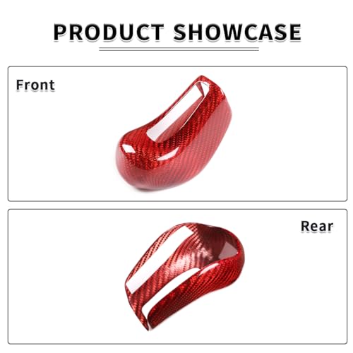 Car Real Carbon Fiber Gear Head Knob Trim Cover Fit for Maserati Ghibli/Quattroporte/Levante 2013-2018 Center Console Gear Knob Trim Cover Interior Accessories (Red Carbon Fiber)