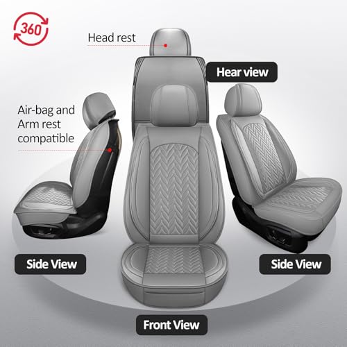 2PCS Seat Covers, Front Seat Covers for Car Waterproof Automotive Seat Cover Vehicle Seat Cover Car Seat Protector for Cars SUV Pick-up Truck Sedan (2PCS Front, Gray)