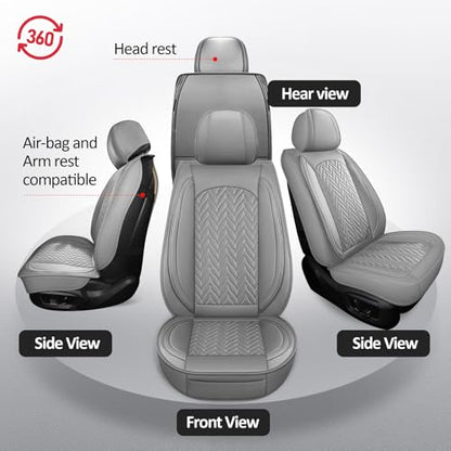 2PCS Seat Covers, Front Seat Covers for Car Waterproof Automotive Seat Cover Vehicle Seat Cover Car Seat Protector for Cars SUV Pick-up Truck Sedan (2PCS Front, Gray)