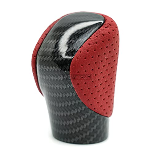 Gear Shift Knob Shifter for Lexus ES GS GX IS-300 NX RC RX 200t 300 350 450h 450hL 350L Nuluxe F-Sport OEM Style Replacement (Circuit Red Leather/Carbon Fiber Pattern) - color: Circuit Red Leather / Carbon Fiber Pattern