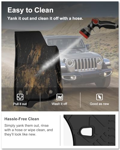 Floor Mats for 2018-2026 Jeep Wrangler JL 2-Door, OEM Replacement 82215202AE, Custom Fit All Weather Car Mats, Heavy Duty TPE Floor Liners, Front & Rear 2 Row, Black