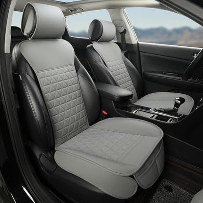 Black Seal 2-Pack Front Car Seat Covers, Faux Leather Seat Bottom Covers with Partial Backrest Protection, Side Wrap Design, Universal Fit for Most Cars, SUVs, Trucks, Vans (Grey) - color: 2-Pack-Grey