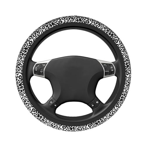 Gray Leopard Print Steering Wheel Cover Cheetah Leopard Steering Wheel Cover Universal 15 Inch Non-Slip Breathable Neoprene Car Accessory for Women Men Steering Wheel Protector - color: Gray Leopard Print