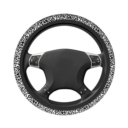 Gray Leopard Print Steering Wheel Cover Cheetah Leopard Steering Wheel Cover Universal 15 Inch Non-Slip Breathable Neoprene Car Accessory for Women Men Steering Wheel Protector - color: Gray Leopard Print