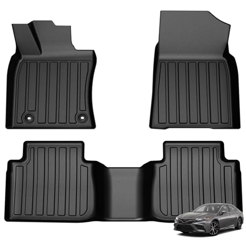Floor Mats for Toyota Camry 2018-2024, All Weather Custom Fit Anti-Slip TPE Rubber Floor Mats Set, Toyota Camry Automotive Accessories, Rugged Camry Car Liners, 1st & 2nd Row Mat, Black - color: 2018-2024 Toyota Camry Floor Mats