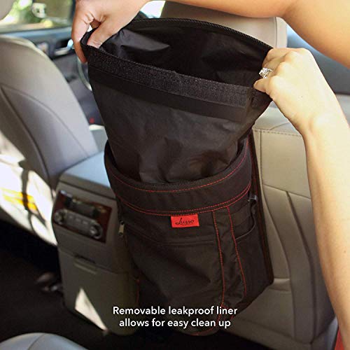 Lusso Gear Car Trash Can - 2.5-Gallon, Black, Round - Leak-Proof & Spill-Proof Lid & Waterproof Removable Liner - Hanging Car Trash Bin & Organizer for SUV, Truck & Minivan - color: 1-Pack Black, style: 2.5 Gal