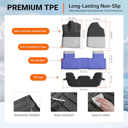 powoq Floor Mat Compatible with 2023-2026 Honda Pilot Cargo Mat Floor Liner Cargo Trunk Liner TPE Replacement for 2023-2026 Honda Pilot Accessories (Trunk Mat with Backrest Mat+Floor Mats) - size: Compatible with Honda Pilot | 2023-2026